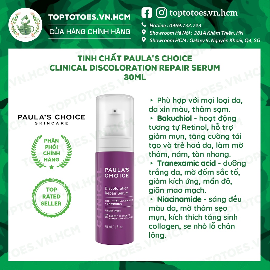 Tinh chất làm mờ thâm nám và đều màu da Paula's Choice Clinical Discoloration Repair Serum 30ml [NK CHÍNH HÃNG 100%]